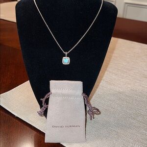 David Yurman Petite Albion Pendant Necklace in Sterling Silver with blue Topaz